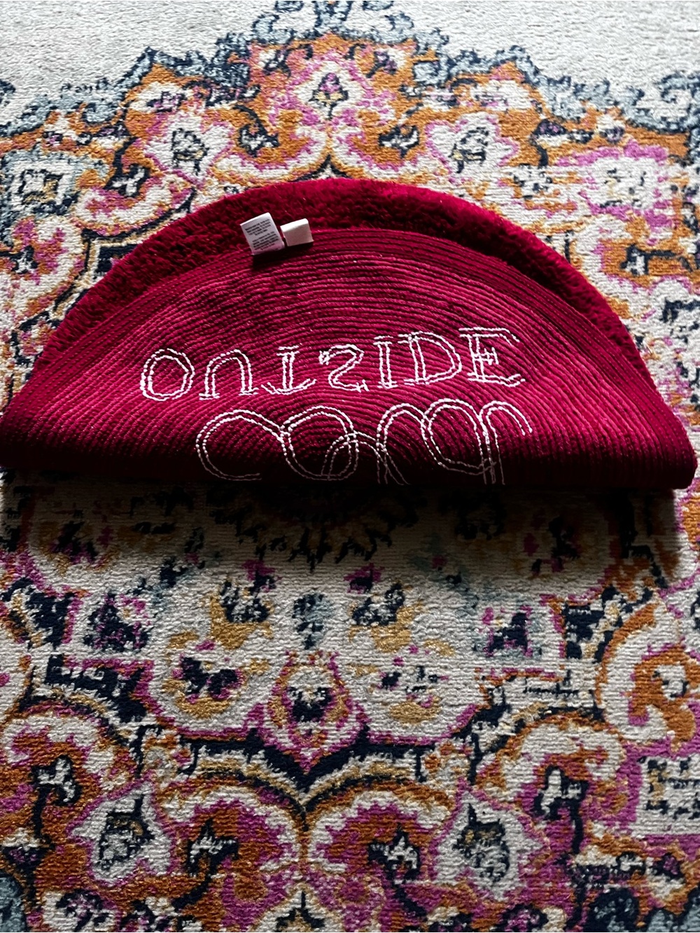 Canon red Round Bath Rug with White Script - Picture 5 of 13